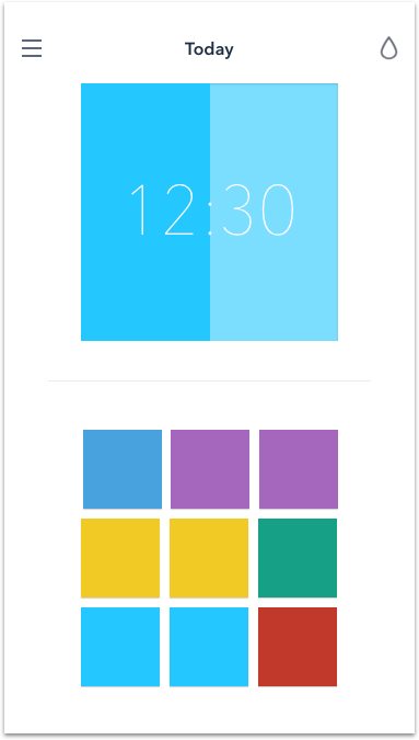 A large blue background timer has 12 minutes 30 seconds remaining.
          Nine smaller square blocks are below showing nine finished block